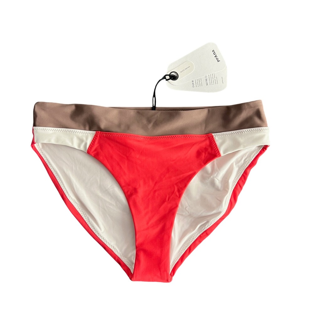NWT prAna Women's XS Baja Bound Summer Wave Bikini Bottom Rose Fire Colorblock